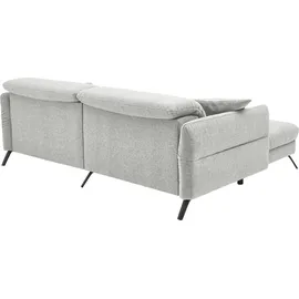 Set One by Musterring Ecksofa "SO 4400 V", silber, B:259cm H:84cm T:167cm, 100% Polyester, SET ONE BY MUSTERRING, Sofas, Ecksofa, wahlweise mit motorischer Bettfunktion & Kopfverstellung, Fuß schwarz