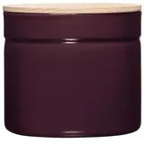 RIESS Vorratsdose mit Holzdeckel Ø13cm, 1,35 Liter H:12cm Dark Aubergine Emaille