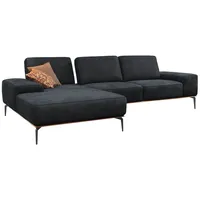 W.SCHILLIG Ecksofa run, Designsofa mit tollem Sitzkomfort, bequem, L-Form, mit Holzsockel, Füße in Schwarz pulverbeschichtet, Breite 319 cm schwarz