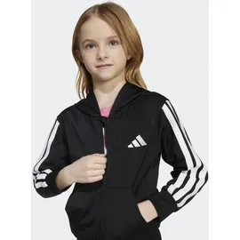 adidas Trainingsanzug ADIDAS SPORTSWEAR "ESSENTIALS KIDS", Jungen, Gr. 116, schwarz-weiß (schwarz, weiß), Obermaterial: 100% Polyester, Sportanzüge Trainingsanzug, mit 3-Streifen, aus weichem Trikotstoff, mit CLIMACOOL Technologie