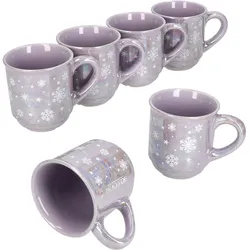 6x Glühweinbecher 0,2L Brillant violett Weihnachtslandschaft Keramik geeicht