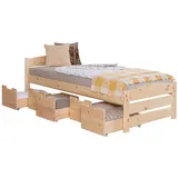 Ticaa Bettgestell Stauraumbett Seniorenbett „Loni“, Funktionsbett braun