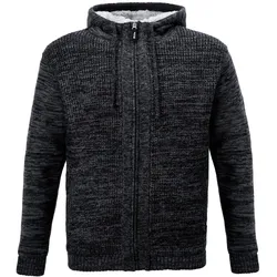 Job ZI-Hoodie-Strickjacke HALLE mit Fellfutter schieferschwarz - schieferschwarz - M