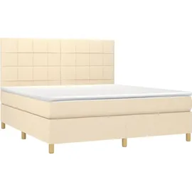 vidaXL Boxspringbett mit Matratze & LED Creme 180x200 cm Stoff