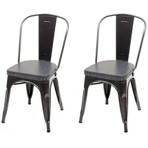 Mendler 2er-Set Esszimmerstuhl HWC-H10e, Küchenstuhl Stuhl Chesterfield Metall Kunstleder Industrial Gastronomie ~ schwarz-grau
