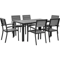 Beliani Gartentisch Set COMO Grau Schwarz 90x150x90