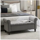 Homcom Polsterbank Samt Grau 126 x 48,5 x 57 cm