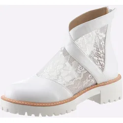 Stiefelette HEINE, Damen, Gr. 42, weiß, Synthetik, Textil, modisch, Schuhe