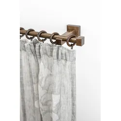 Gardinenstange GARESA "CUBUS", braun (nussbaum), L:190cm Ø:20mm, Holz, Gardinenstangen, Vorhanggarnitur, verlängerbar, Endkappe, mit Ringe