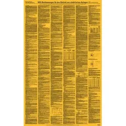 Sicherheitsaushang VDE-Bestimmungen Betrieb v. elektr. Anlagen VDE 0105-100/A1, Kunstst., 500x810 mm