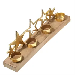Teelichthalter goldene Sterne Kerzenständer für  4 Teelichter o. LED Teelichter