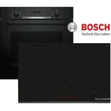 Bosch Induktion Herdset Autark Backofen Schwarz 3D Kochfeld Induktion 80cm - Schwarz