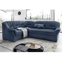 DOMO collection Ecksofa »Bahia L-Form«, wahlweise mit Bettfunktion, blau