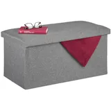 Relaxdays Truhenbank Gepolstert Grau 38 x 76,5 x 38,5 cm