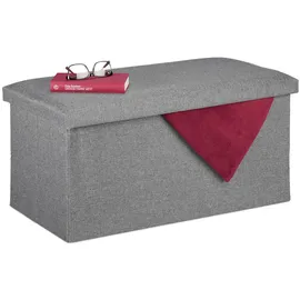 Relaxdays Truhenbank Gepolstert Grau 38 x 76,5 x 38,5 cm