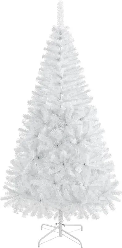 Yaheetech 6FT Künstlicher Weihnachtsbaum mit klappbarem Stand Realistischer Fichten-Weihnachtsbaum mit 528 PVC-Zweigen Weiß