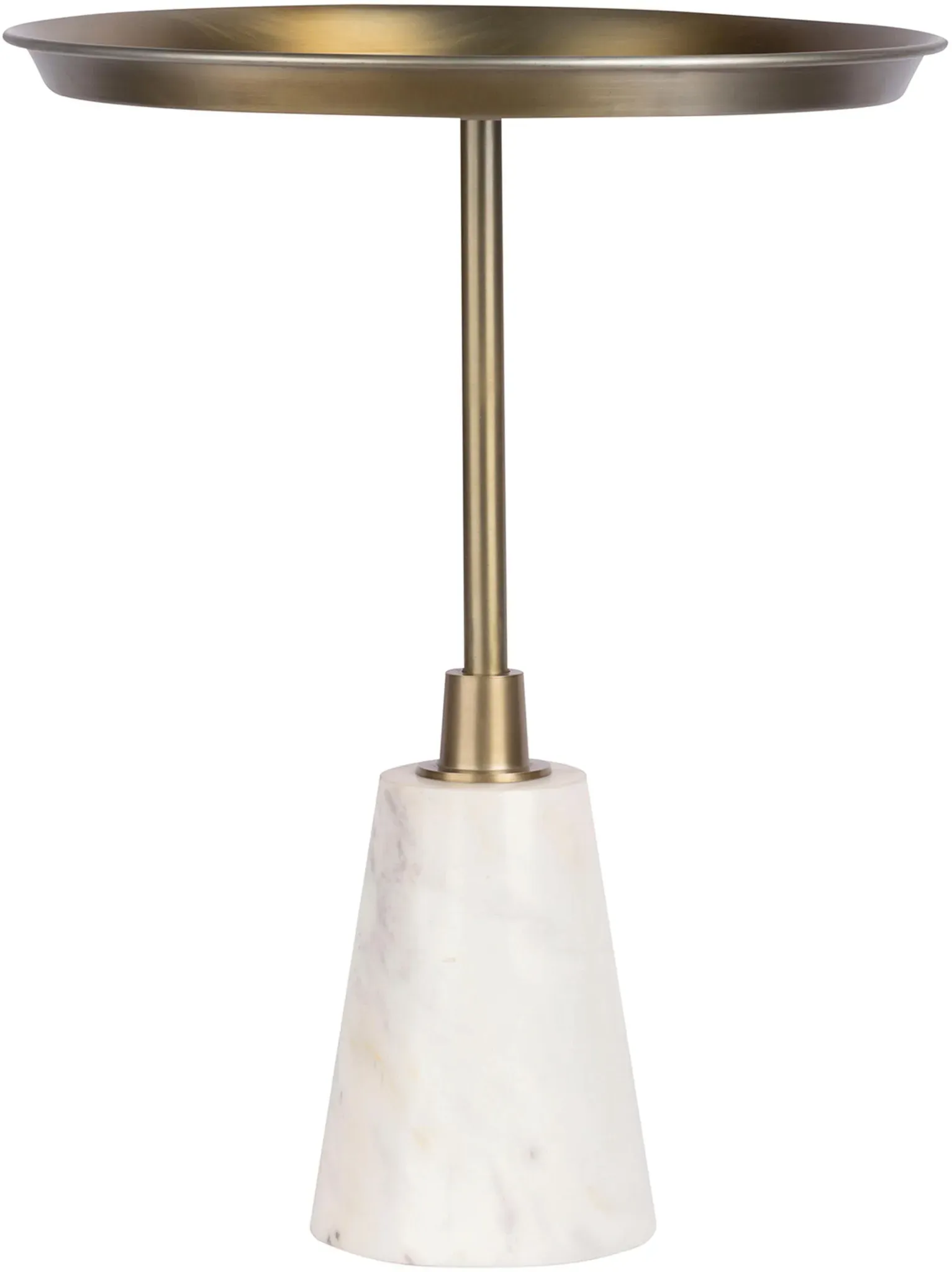 Beistelltisch KAYOOM "Grant 125, aus Handmanufaktur", gold (weiß, gold, weiß, gold), B:38cm H:51cm T:38cm, 95% Eisen, 5% Aluminium / Sockel: Marmor, Tische, Runder Tisch, Ablagefläche aus Metall, Sockel aus Marmor