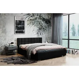 marpur Polsterbett Dream inkl. Schaummatratze SELEKT, 180x200 cm, Doppelbett mit Bettkasten und Lattenrost aus Holz, Velourstoff: Schwarz - Schwarz