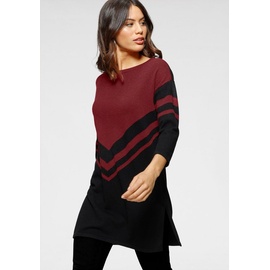 LAURA SCOTT Longpullover, mit besonderem Strickmuster, Gr. 38, schwarz-dunkelrot, , 14248311-38