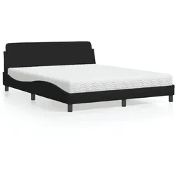 Bett mit Matratze Schwarz 160x200 cm Stoff