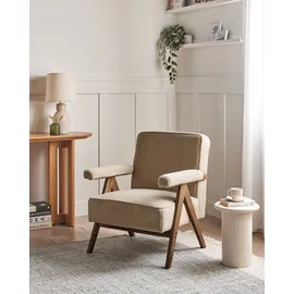 Beliani Sessel EVJE Bouclé 70 x 81 x 72 cm Sandbeige mit Kissen