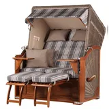 Mr. Deko bene living Strandkorb Komplettset Schaalsee Mahagoni PE grau Modell 522