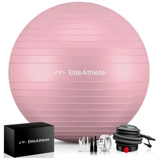 HOEL EliteAthlete® Gymnastikball Sitzball Büro ergonomisch mit Anti Burst System - Fitness Yoga Pilates Schwangerschaft - 55cm helllila 55 CM