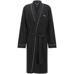 BOSS Herren Bademantel - Kimono, Morgenmantel, Baumwolle, Logo Schwarz M