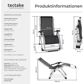 Tectake Sonnenliege Cloud 0 x 0 x 0 cm Schwarz