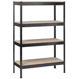 SCHULTE Regalwelt Schwerlastregal mit 4 Holzböden, 180x120x40 cm (HxBxT), Traglast pro Ebene ca. 150 Kg, schwarz-Struktur, Lagerregal, Kellerregal