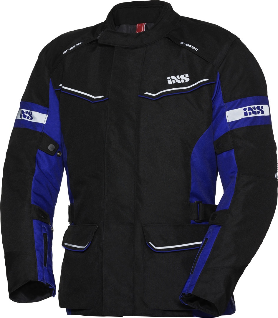 IXS Tour Evans-ST Dames motorfiets textiel jas, zwart-blauw, M Voorvrouw