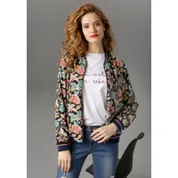 Aniston CASUAL Blouson mit Blumendruck, Gr. 38, marine-sand-dunkelbeige-grün-rot, Jacken, 25083943-38