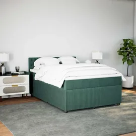 vidaXL Boxspringbett 140 x 200 cm Dunkelgrün
