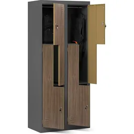Jan Nowak Z02 Spind Umkleideschrank 185 x 80 x 45 cm Anthrazit/Nussbaum