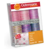 Gütermann Creativ 734022-4 Nähfaden-Set, Baumwolle, rosa/lila, 6 Spulen, 600 Meter