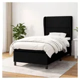 Lattenrost mit Matratze, Schwarz, 90 x 190 cm, Stoff, Plattformbett mit Lattenhalter, einfache Montage, für Schlafzimmer, Erwachsene
