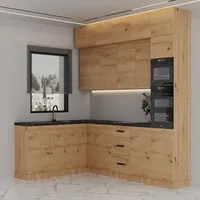 Winkelküche, Eiche Artisan, Metall, Nachbildung, L-Form, 330x248x230 cm, Küchen, Eckküchen, Eckküchen ohne Geräte