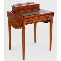 Casa Padrino Luxus Jugendstil Sekretär Braun / Grün - Handgefertigter Massivholz Schreibtisch - Barock & Jugendstil Büro Möbel