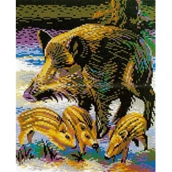 Stick it Steckpuzzle Wildschwein mit Ferkel, 10000 Puzzleteile, Bildformat: 66 x 53 cm