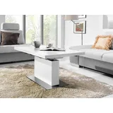 Design Couchtisch Tisch MN-7 Weiß Seidenmatt höhenverstellbar & ausziehbar