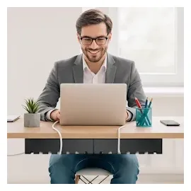 Relaxdays Kabelkanal Schreibtisch, 2er Set, Kabelmanagement, HBT: 10 x 43 x 10 cm, Zubehör zum Fixieren, schwarz