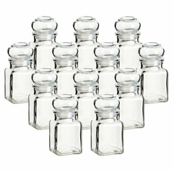 gouveo Vorratsglas Gewürzgläser 150 ml eckig mit Glaskorken - Gläser mit Glasstopfen, (12-tlg)