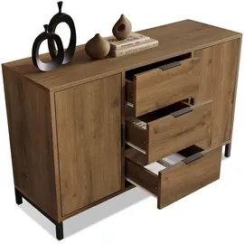 stilvora Kommode 120 x 76 x 40 cm Dunkle Eiche / Braun