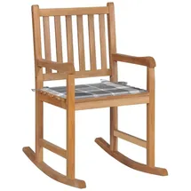vidaXL | Schaukelstuhl mit Grauem Karomuster-kissen Massivholz Teak