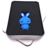 Onwomania Hase niedlich süß in blau USB Stick in Alu Geschenkbox 32 GB USB 2.0