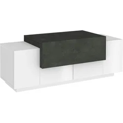 Dmora Eingangsmöbel Mirco, Moderner multifunktionaler Eingangsbereich, Mehrzweckschrank für Eingangsbereich, cm 120x45h46, glänzend weiß und Schiefer