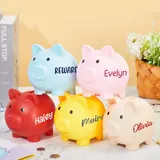 Personalisiertes Sparschwein, individueller Name, Kunststoff, großes Sparschwein für Kinder, Münzbank für Mädchen und Jungen, Weihnachten, Babyparty, Geburtstagsgeschenke (blau, groß)