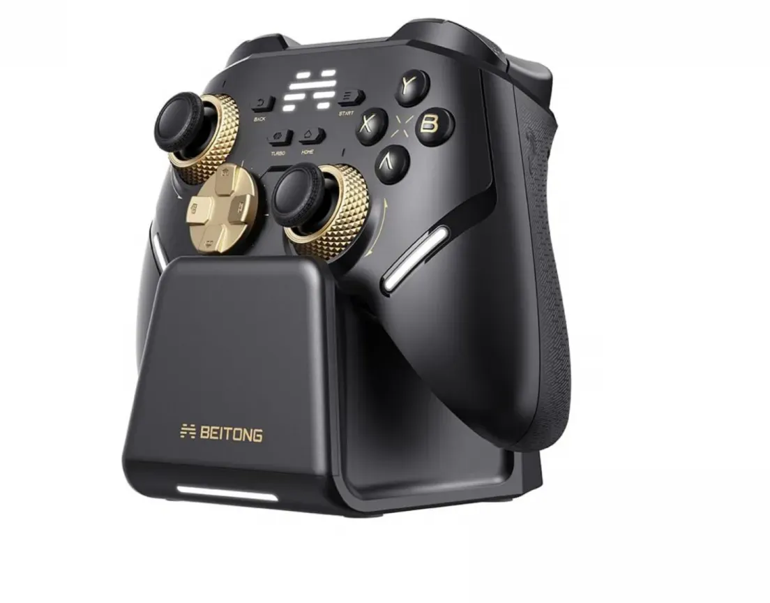 BEITONG KP40 Drahtloser Hall-Effekt Controller mit Ladestation - Golden Black