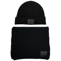 Hugo Strickmütze Zago Set im Set mit dazu passendem Schal schwarz