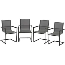 Gravidus 4er Set Freischwinger Gartenstuhl Schwingstuhl Esszimmer Garten Stuhl Grau